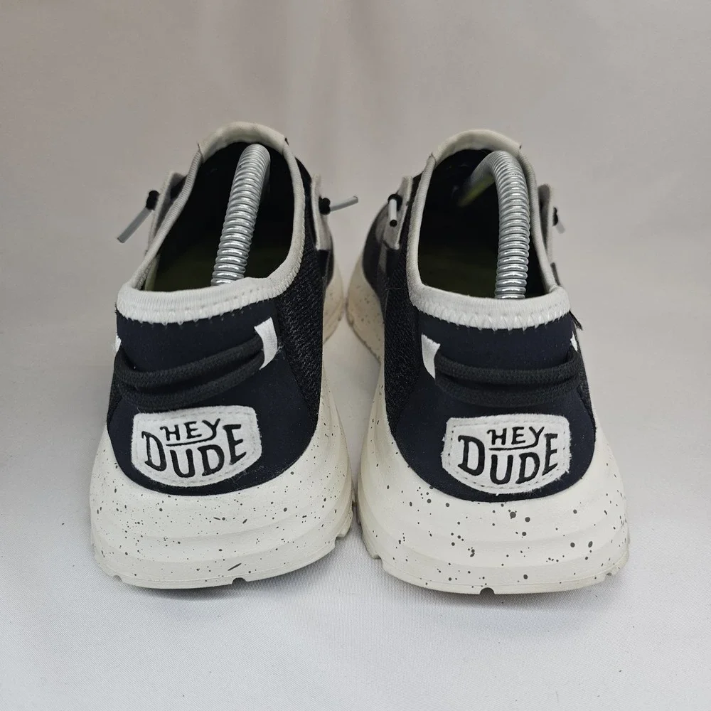 Hey Dude Sirocco Sport Mode Black White Knit Shoes Men's 9 Easy On Sneaker